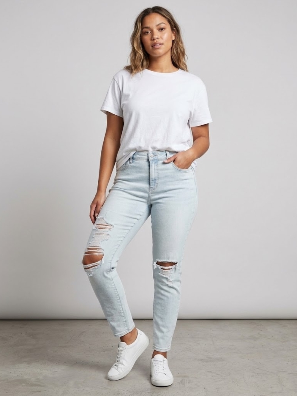 American Eagle Outfitters Light Blue Distressed High Rise Jeans Super Stretch X